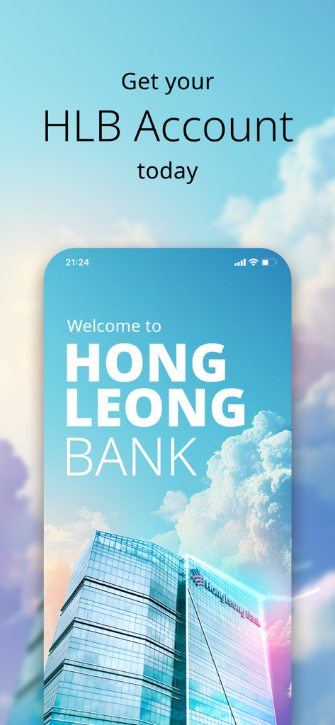 Apply@HLB - Welcome screen for the Hong Leong Bank Apply@HLB mobile app
