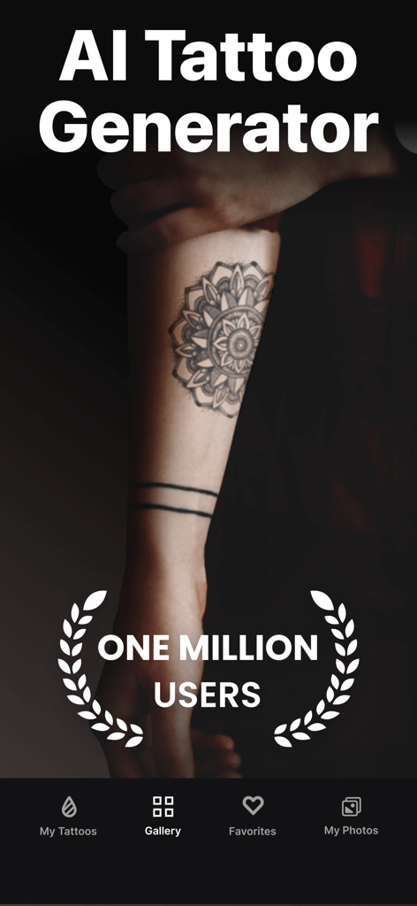 AI tattoo generator interface showing a virtual mandala design on an arm