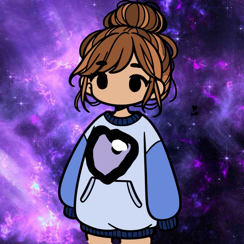 girl with baggy sweatshirt and messy bun