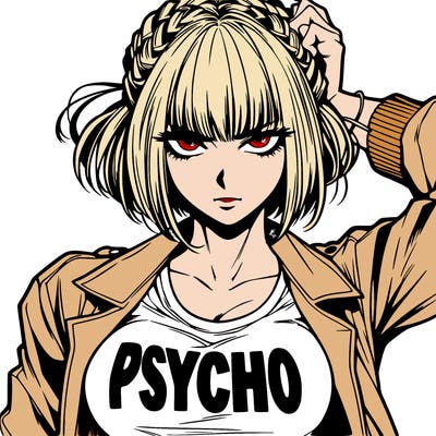 badass, pyscho female manga character