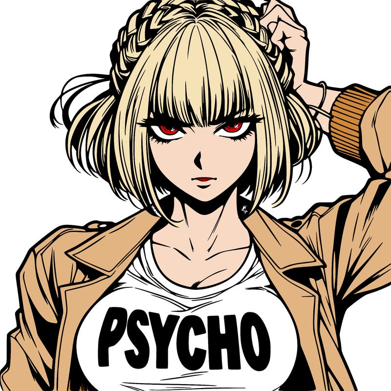 badass, pyscho female manga character