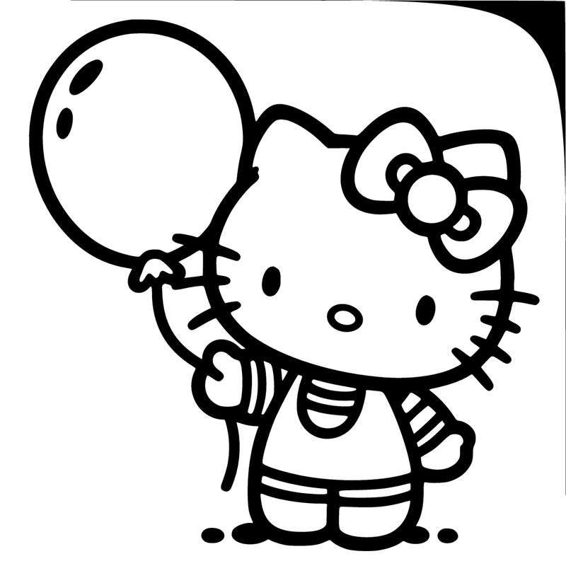 hello kitty holding a balloon