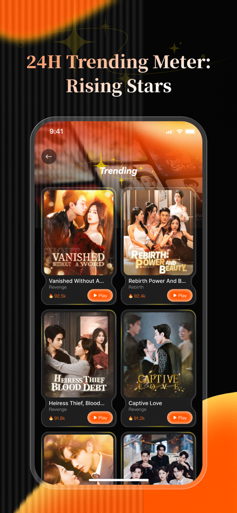 LeapReels - LeapReels app showing trending short-form drama stories and rising stars on a mobile interface