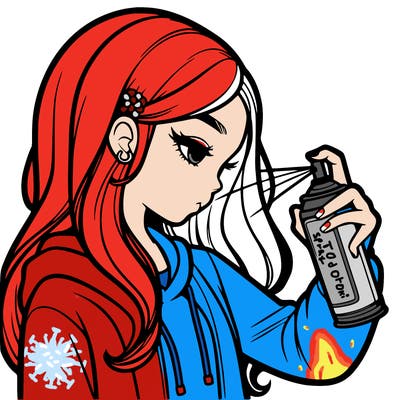 a realistic girl spray painting