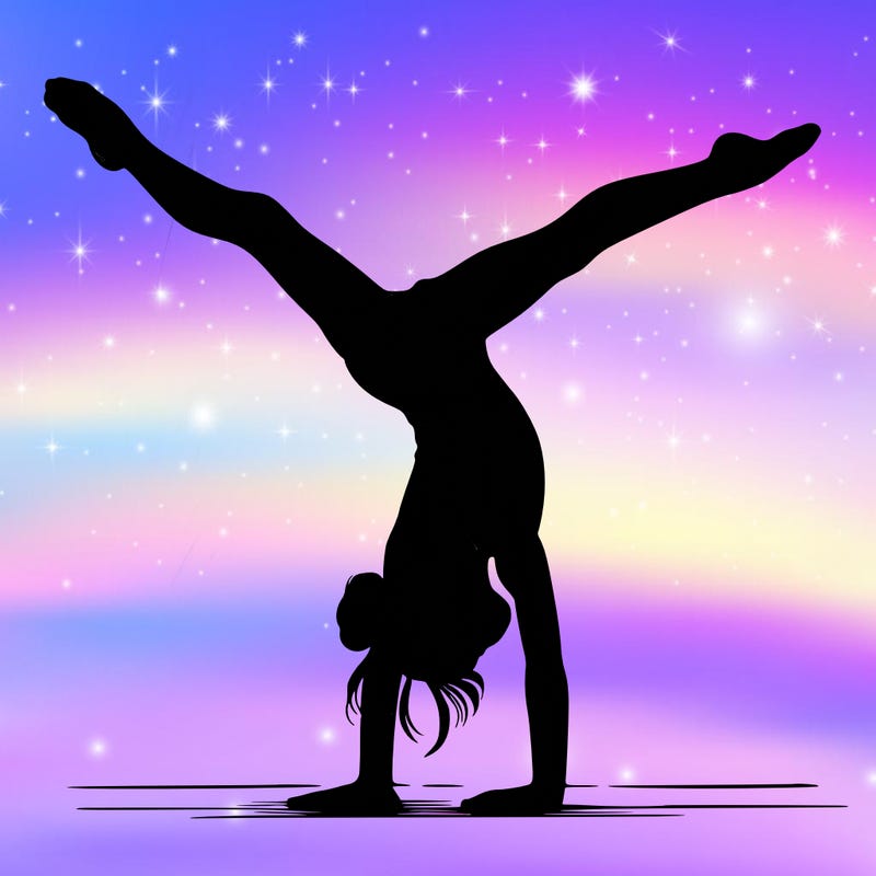 realistic gymnastic hand stand girl in four splits