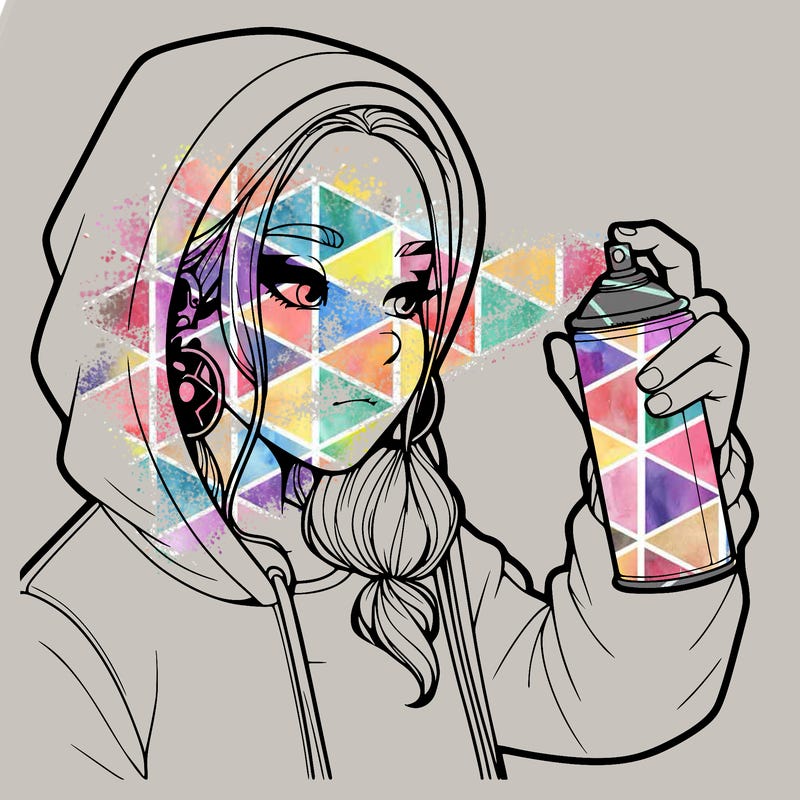 a realistic girl, spray painting