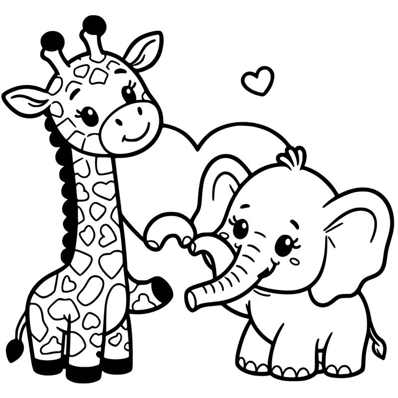 giraffe and elephant making a heart