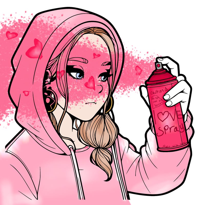 a realistic girl, spray painting