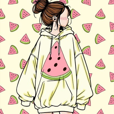 realistic girl with a oversized sweatshirt on and a bun