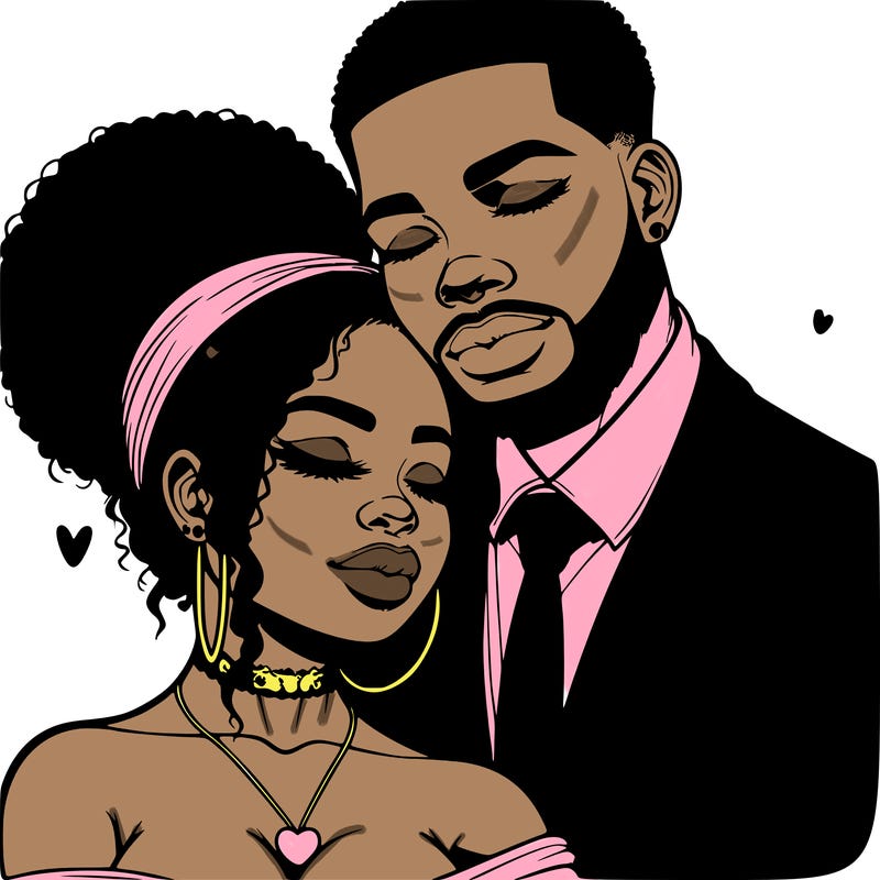 realistic love couple african-american