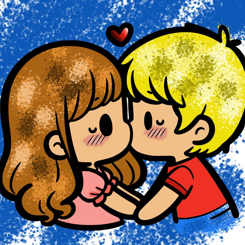 a girl and a boy kissing