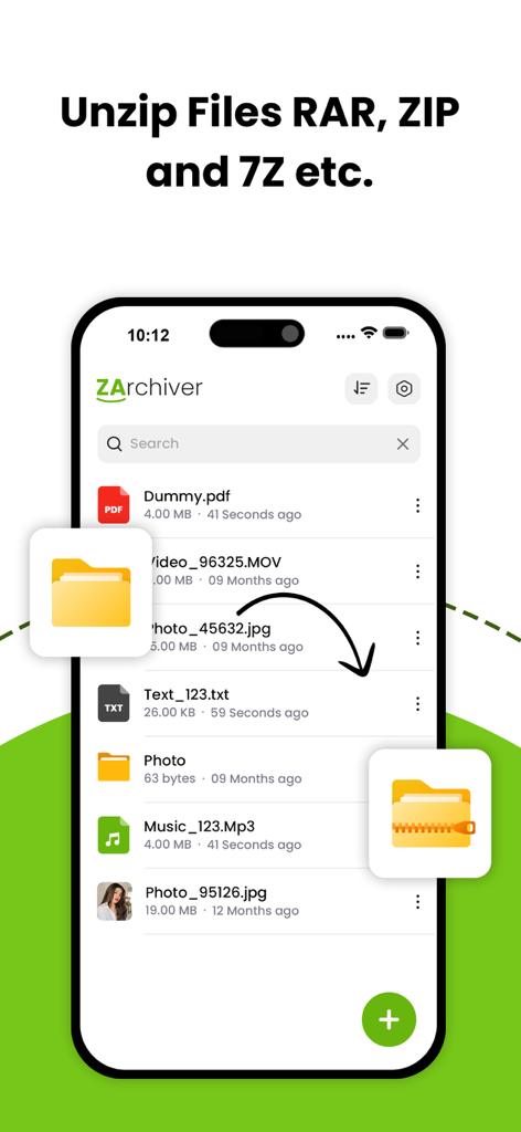 Interfaz de la aplicación WinRAR para descomprimir archivos en varios formatos como RAR y ZIP