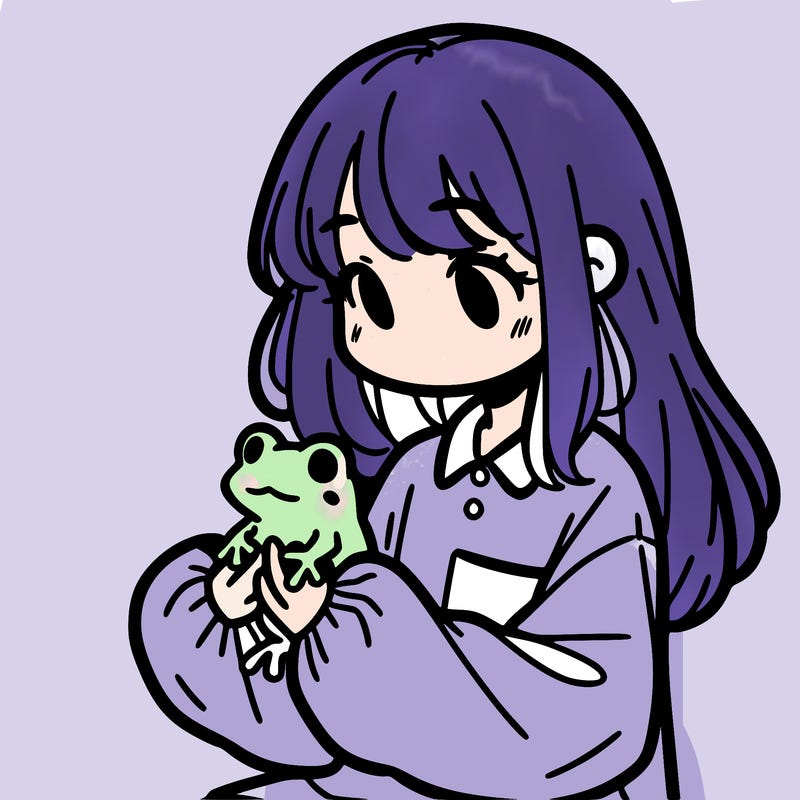 girl with long hair and a oversized shirt. and she is holding a frog