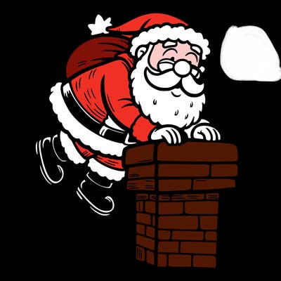santa climbing down a chimney