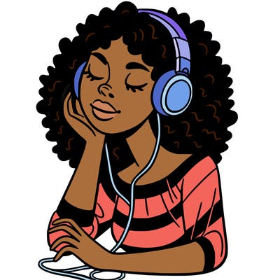 black woman listening to music