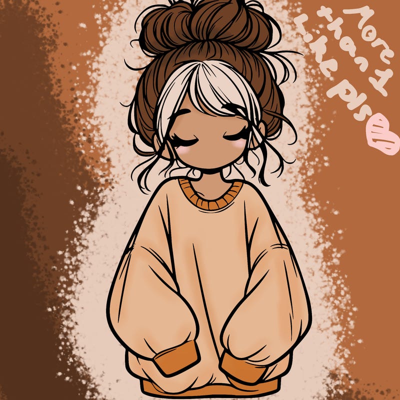 girl with baggy sweatshirt and messy bun