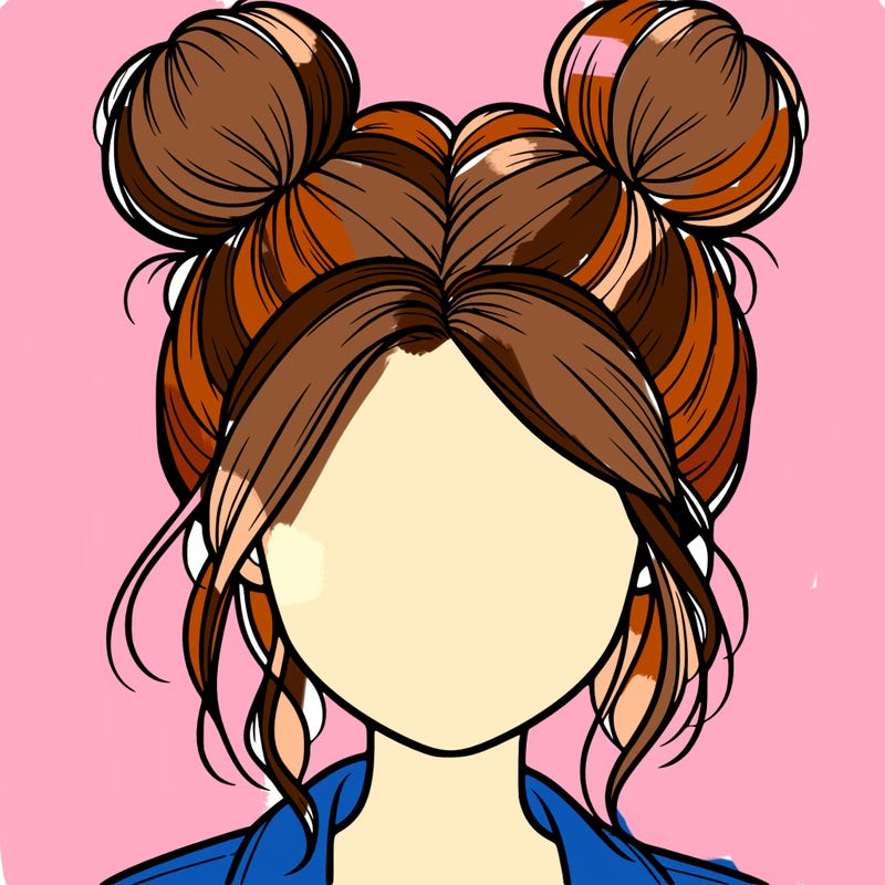 realistic girl with buns on the top of her hair