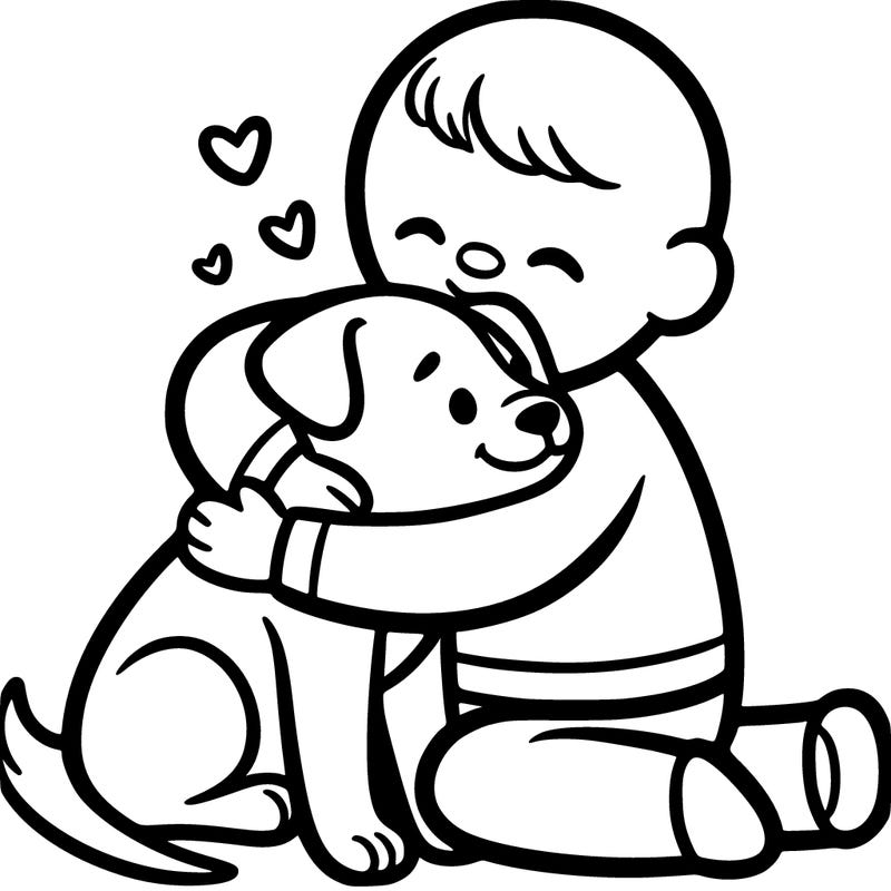 dog cuddling with human