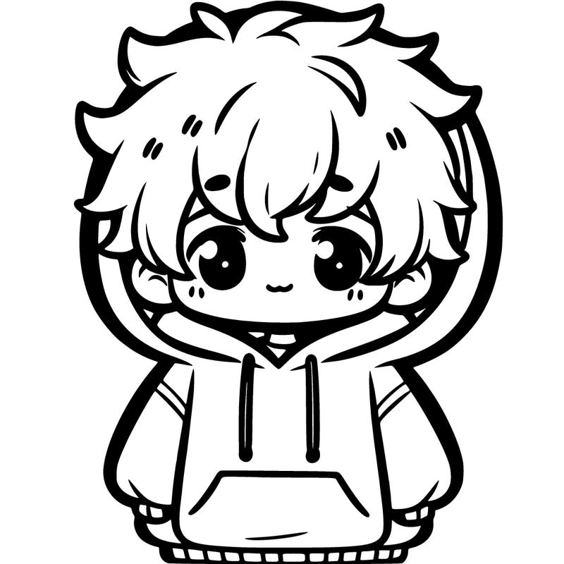 cute boy in oversized hoodie with fluffy two toned hair