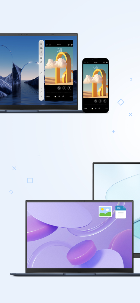 GlideX - Funciones de duplicación y extensión de pantalla de GlideX en un portátil y un teléfono