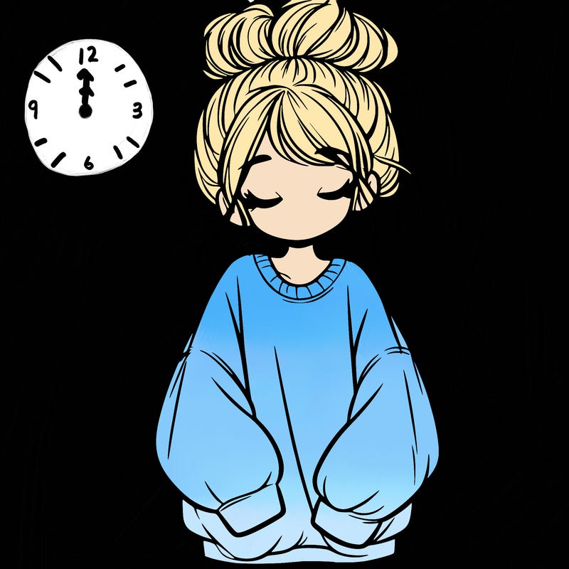 girl with baggy sweatshirt and messy bun