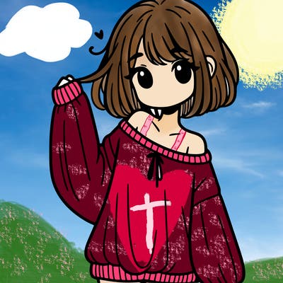 girl in baggy sweater hanging off her shoulder