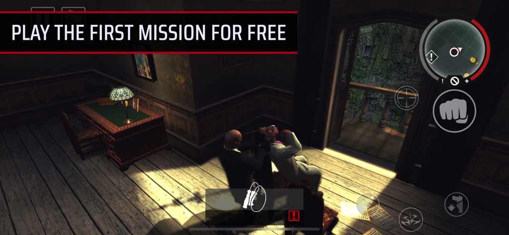 Hitman: Blood Money — Reprisal - Agent 47 performing a stealth elimination in Hitman Blood Money Reprisal mobile game