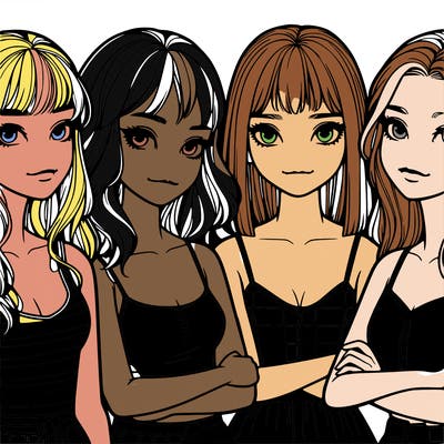 four realistic girls