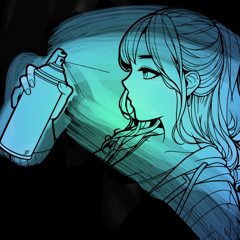 a realistic girl spray, painting