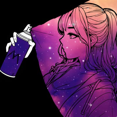 a realistic girl spray, painting