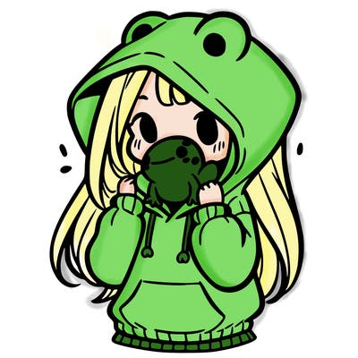 a girl holding a froggy hoodie