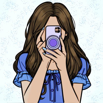 a realistic girl holding her phone taking pictures