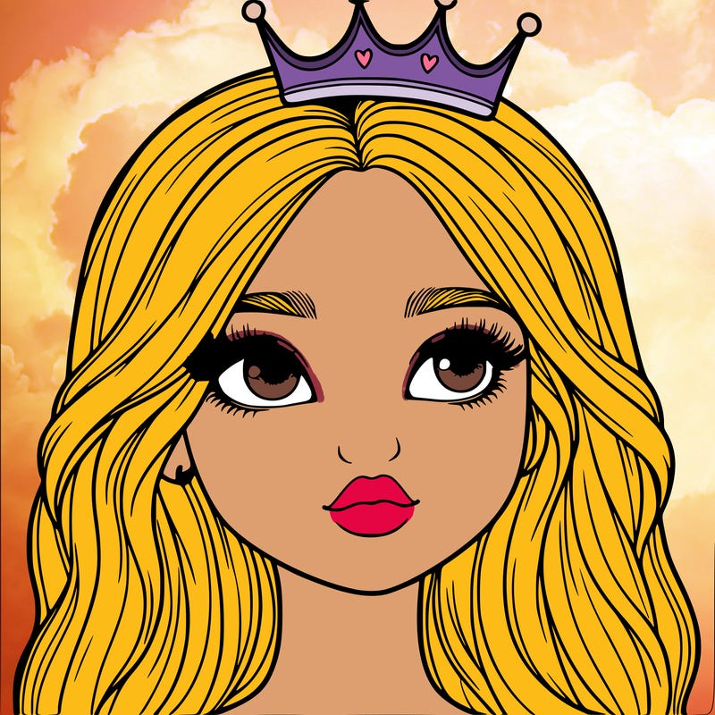 a realistic girl with a crown on