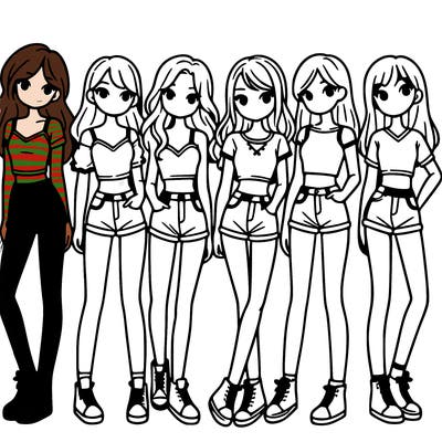 a group of girls wearing crop tops and shorts