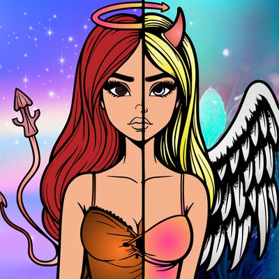 devil vs angel realistic girl