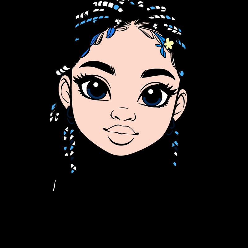 a realistic black girl with braids