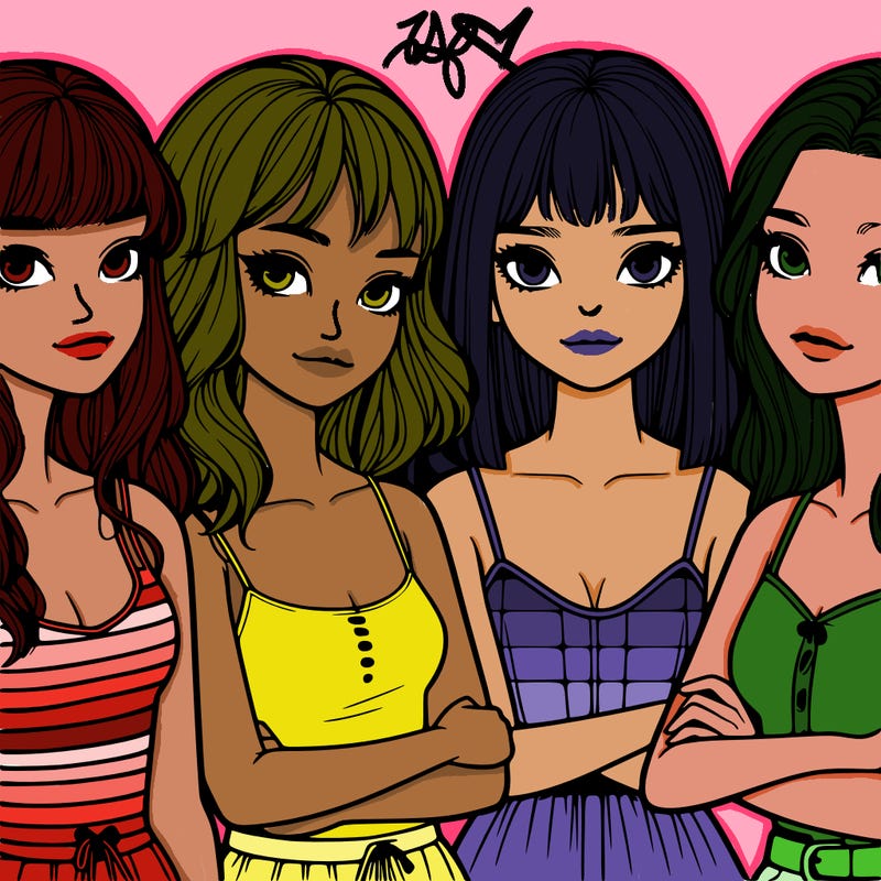 four realistic girls