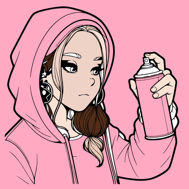 a realistic girl, spray painting