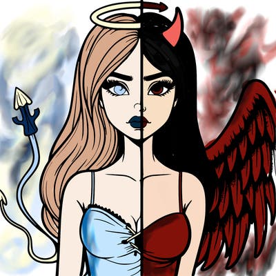 devil vs angel realistic girl