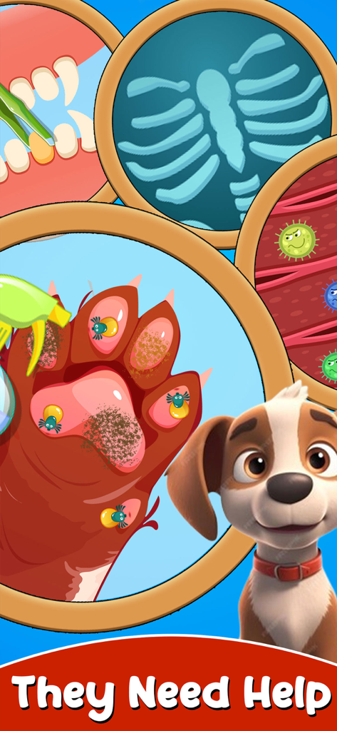 Pet Animal care Hospital - Puppy vet care game showing dental treatment x-ray and paw cleaning