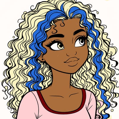 realistic girl with curly hair