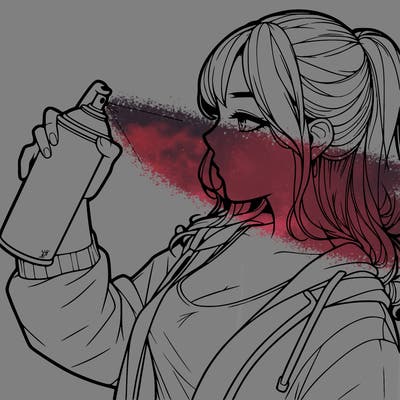 a realistic girl spray, painting