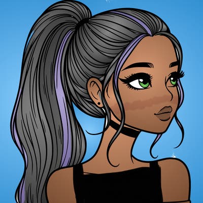 a beautiful and realistic girl with a high pony tail