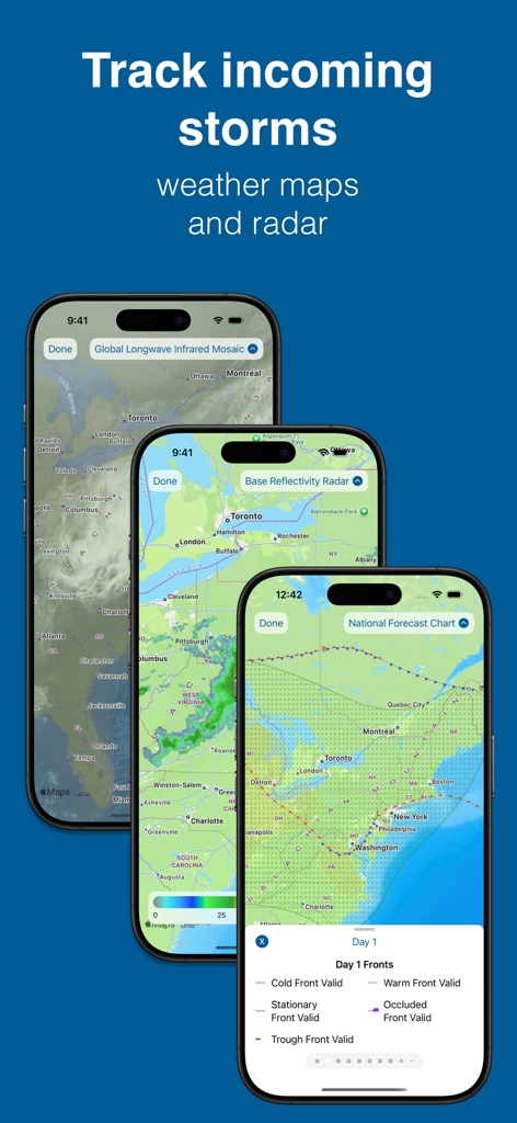 iPhoneでNOAA気象レーダーと予報マップを表示するBuoycastアプリ