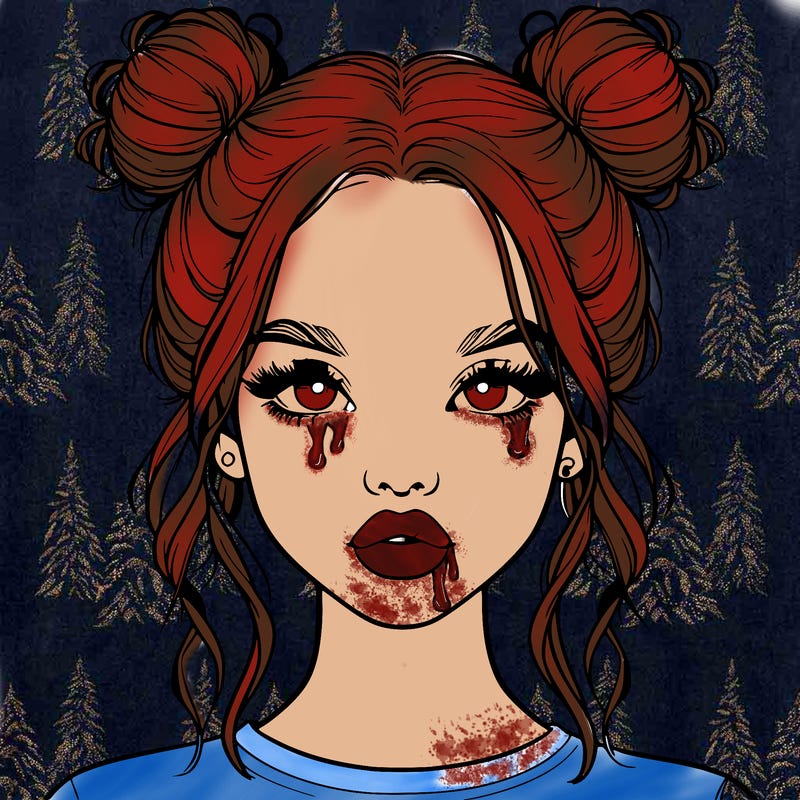 realistic girl with two buns in hair and lips