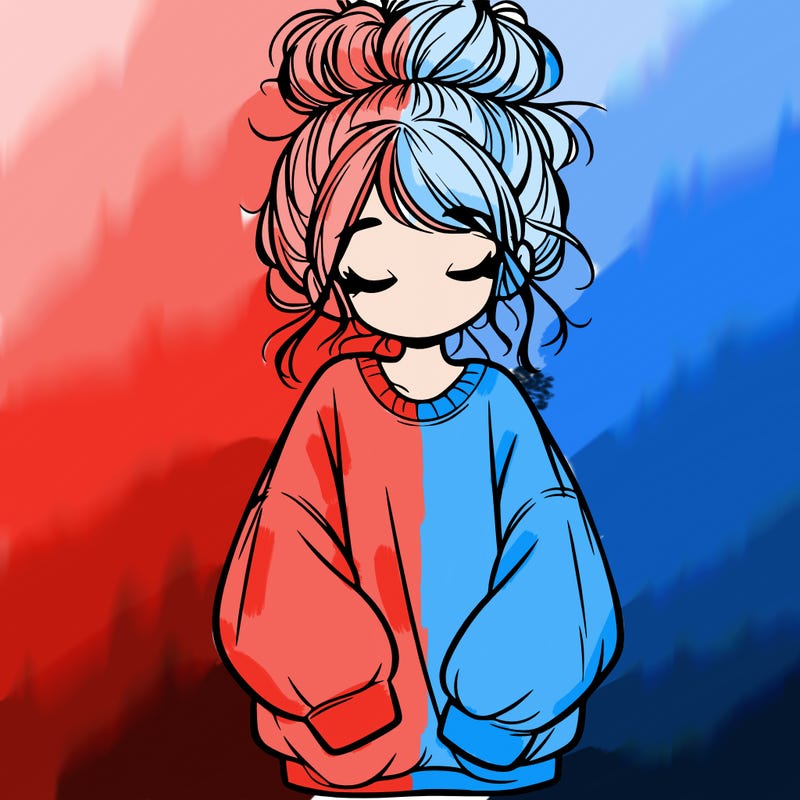 girl with baggy sweatshirt and messy bun