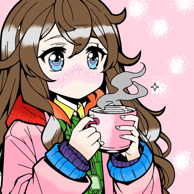hot anime girl drinking coffee in the morning