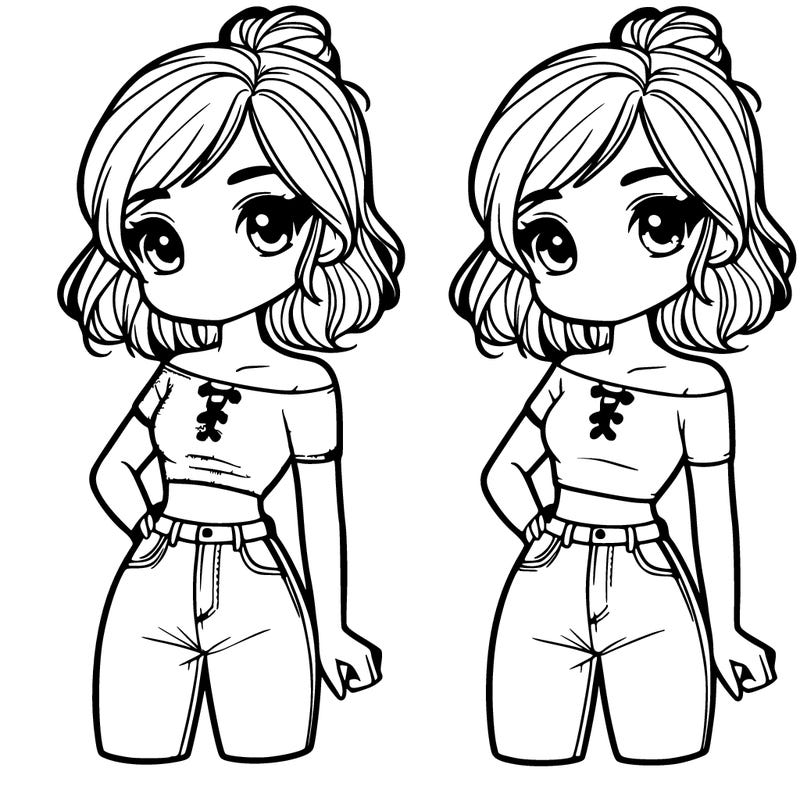 cute girl with a crop top and jeans