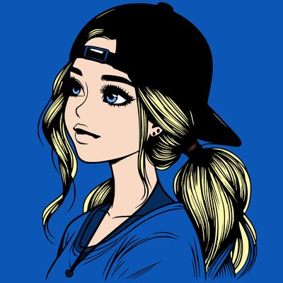 realistic girl with a backwards hat