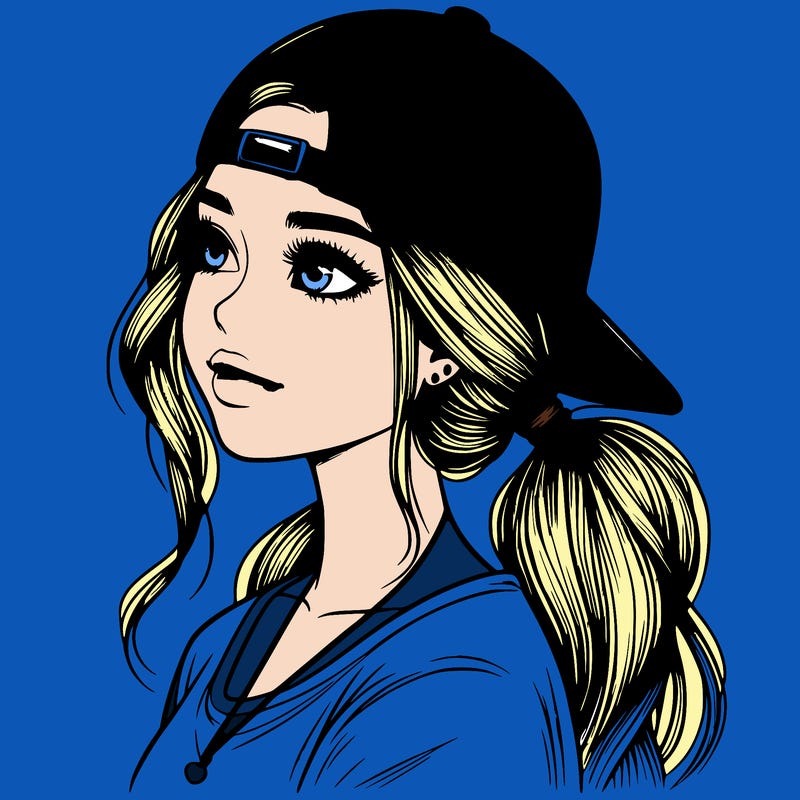 realistic girl with a backwards hat